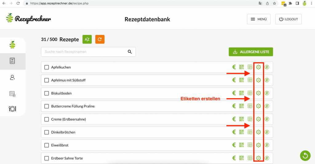 Etiketten Generator öffnen