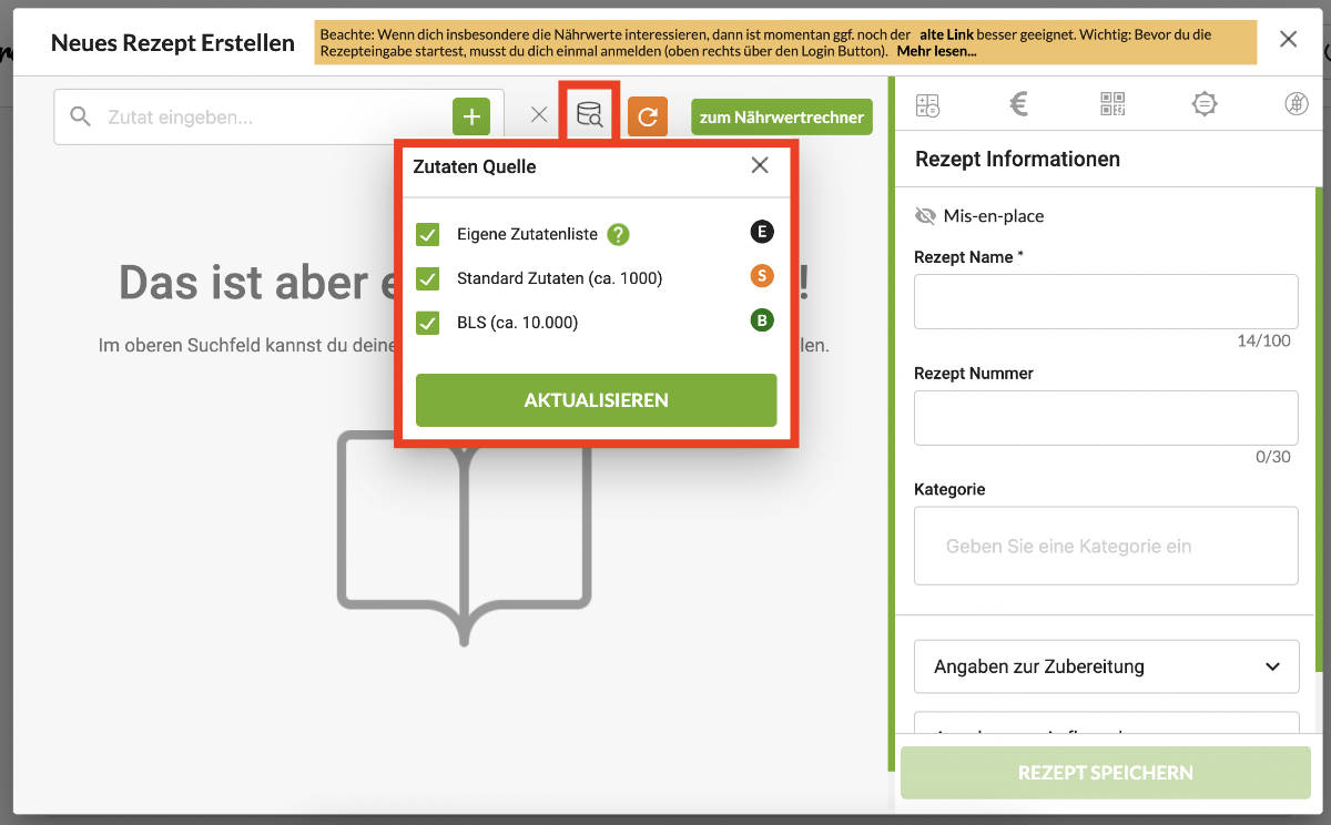 Zutatendatenbank