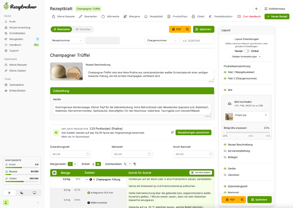 Screenshot der Arbeitsanweisung als PDF Export