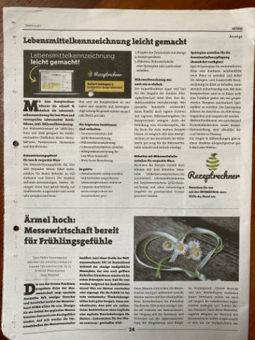 Rezeptrechner im Messekurier der INTERNORGA April 2022 – Fachmesse für Gastronomie, Hotellerie und Bäckerei in Hamburg